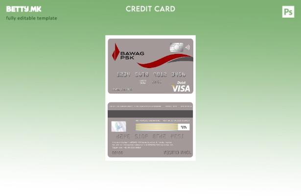 Шаблон за банкарска виза картичка во модерен стил Австрија Bawag PSK